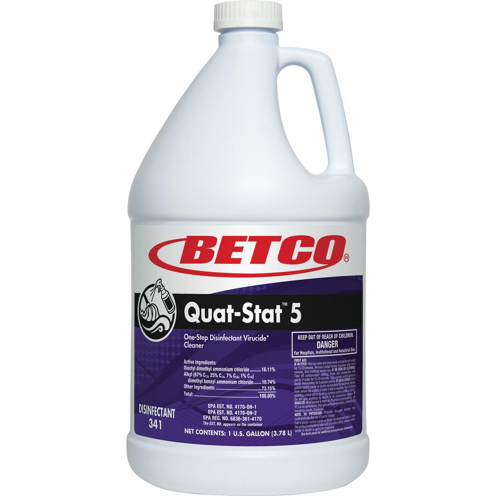 Betco Quat-Stat 5 Disinfectant Gallon - Concentrate Liquid - 128 fl oz (4 quart) - Lavender Scent - 1 Each - Purple. Picture 2