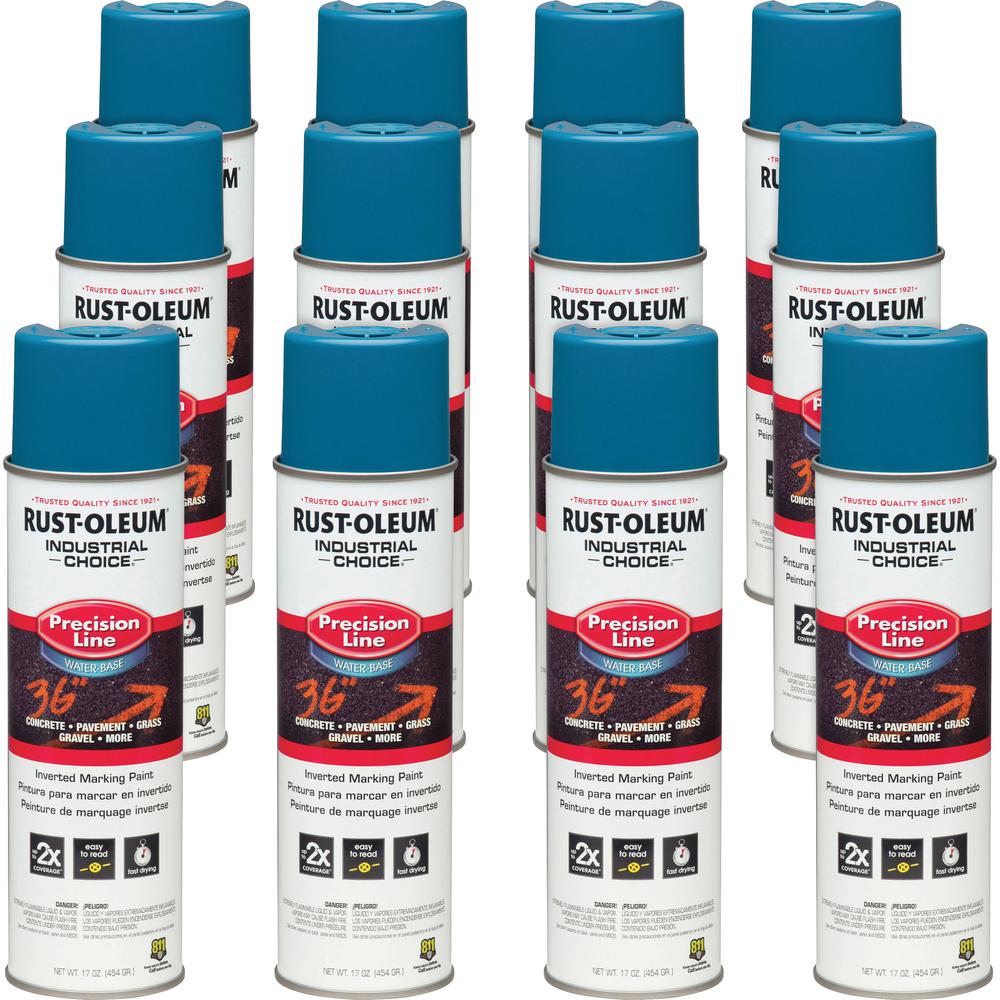 Rust-Oleum Industrial Choice Precision Line Marking Paint - 17 fl oz - 12 / Carton - Caution Blue. Picture 3