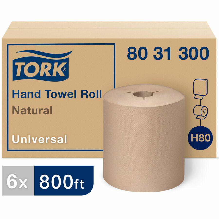 TORK Universal Hand Towel Roll - 1 Ply - 8" x 800 ft - 7.80" Roll Diameter - Natural - Paper - Embossed - For Hand - 6. Picture 2