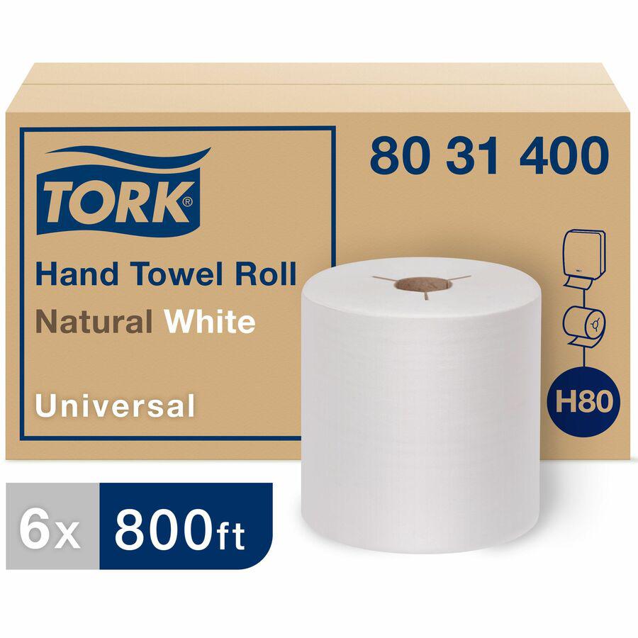 TORK Universal Hand Towel Roll - 1 Ply - 8" x 800 ft - 7.80" Roll Diameter - Natural, White - Paper - Embossed - For Hand - 6. Picture 2