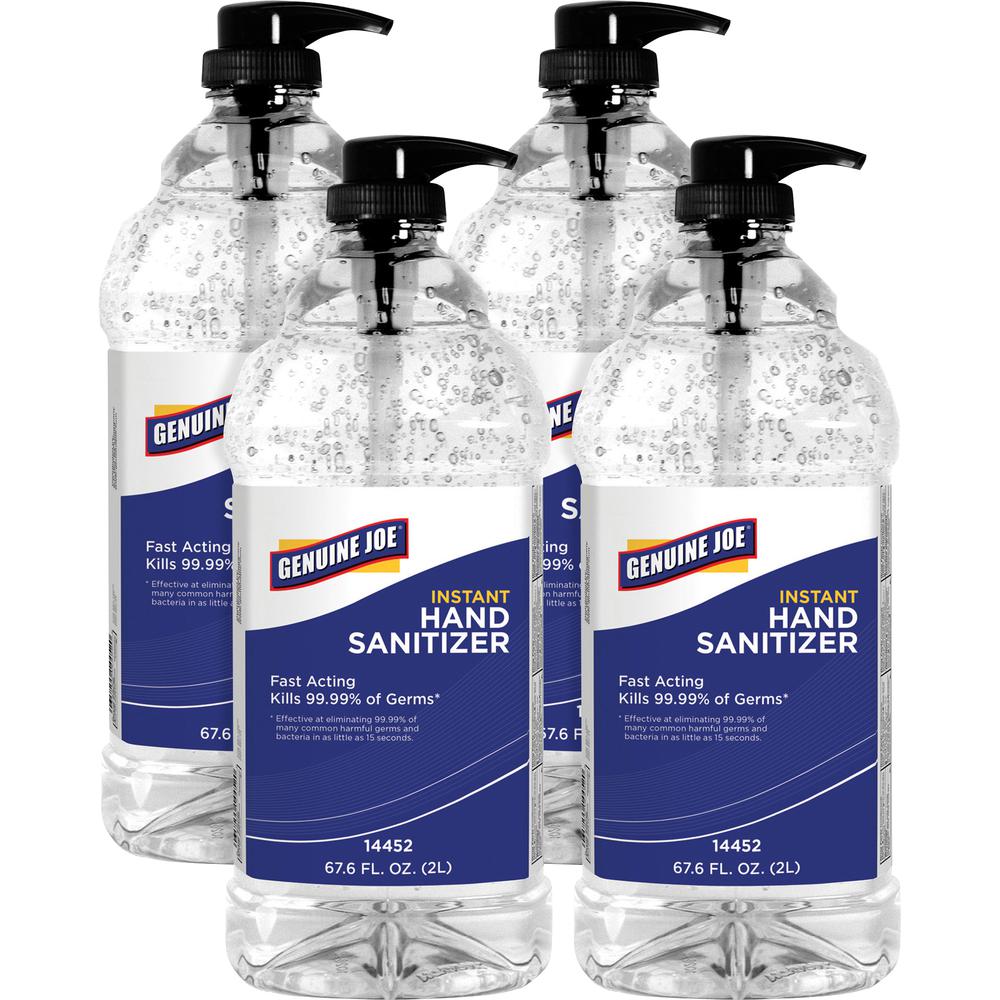 Genuine Joe Hand Sanitizer - Fresh Citrus Scent - 67.6 fl oz (1999.2 mL) - Kill Germs, Bacteria Remover - Hand - Moisturizing - Clear - Hygienic, Fast Acting, Non-drying - 4 / Carton. Picture 3