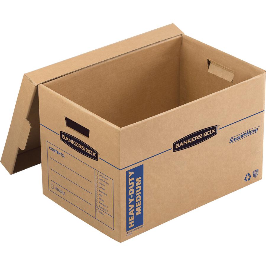 Bankers Box SmoothMove Maximum Strength Moving Boxes - Internal Dimensions: 12.25" Width x 18.50" Depth x 12" Height - External Dimensions: 13.1" Width x 20.1" Depth x 12.4" Height - Lift-off Closure . Picture 5