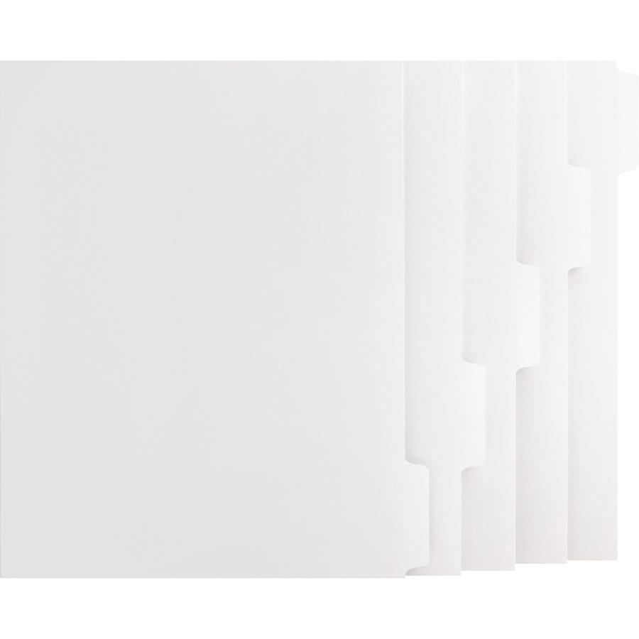Business Source Tab Printer Economy Index Dividers - Print-on Tab(s) - 5 Tab(s)/Set - 8.5" Divider Width x 11" Divider Length - Letter - White Divider - White Tab(s) - 50 / Box. Picture 11