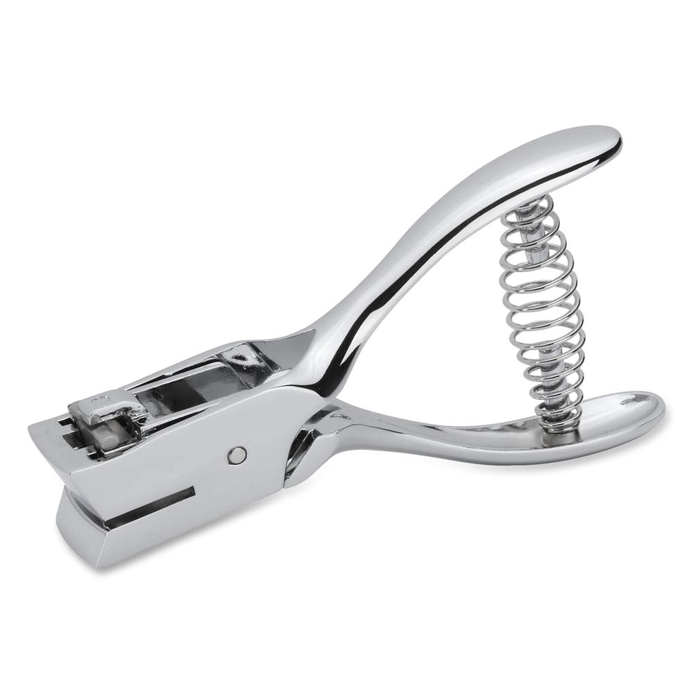Business Source Handheld 15mm Slot Punch - 5/32" Punch Size - Metal - Silver, Chrome. Picture 2