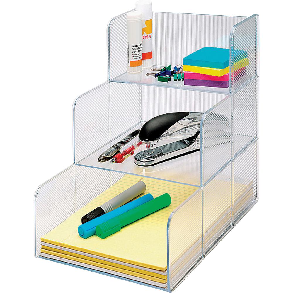 Business Source 3-compartment Storage Organizer - 3 Compartment(s) - 12" Height x 9.4" Width x 12" Depth - Desktop - 1 Each. Picture 2