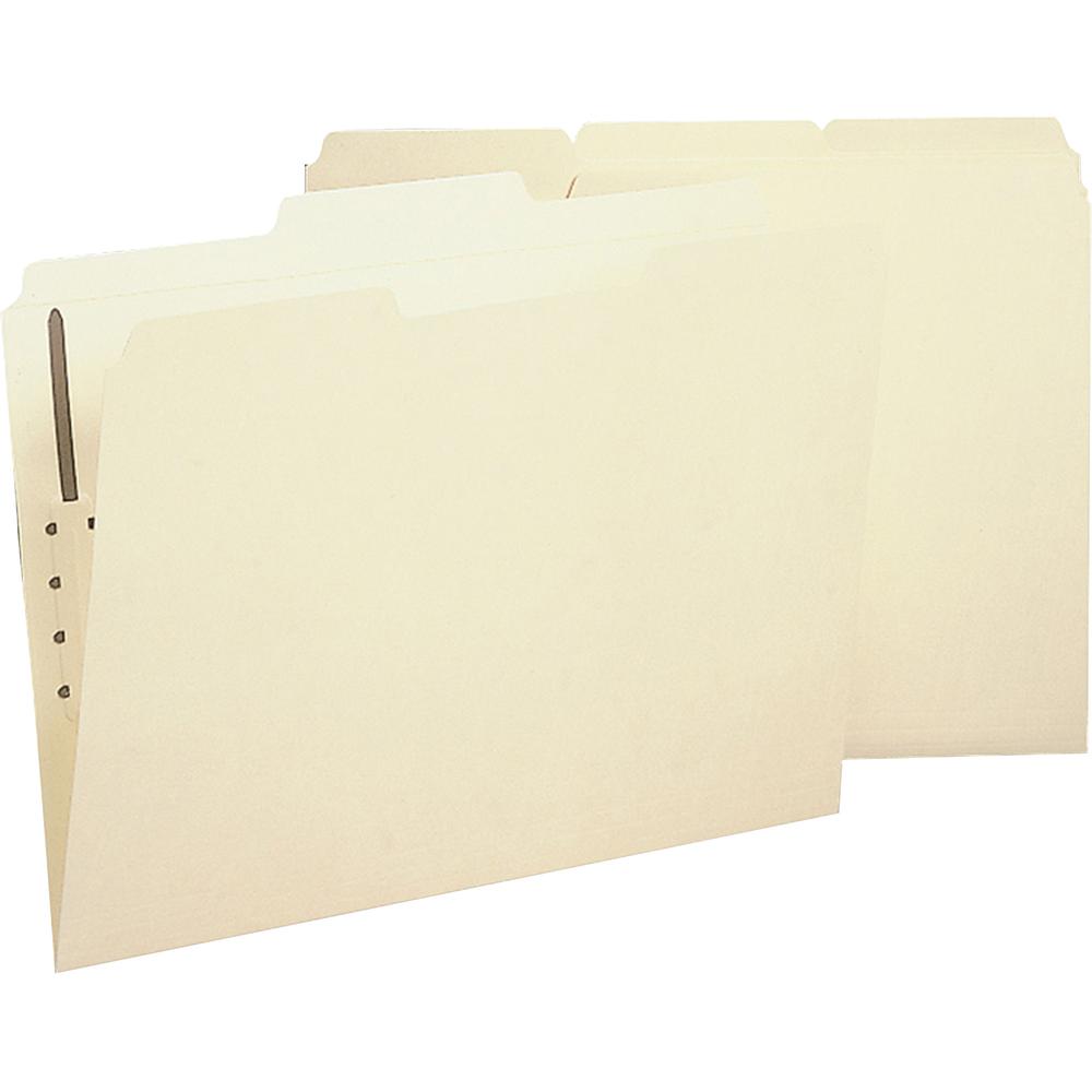 Business Source 1/3 Tab Cut Letter Recycled Fastener Folder - 8 1/2" x 11" - 1 Fastener(s) - 10% Recycled - 50 / Box. Picture 2