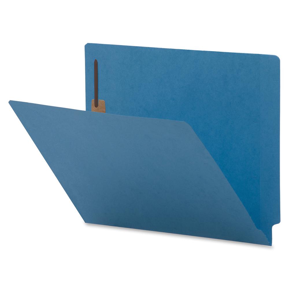 Business Source Letter Recycled Fastener Folder - 8 1/2" x 11" - 2 Fastener(s) - End Tab Location - Blue - 10% Recycled - 50 / Box. Picture 5