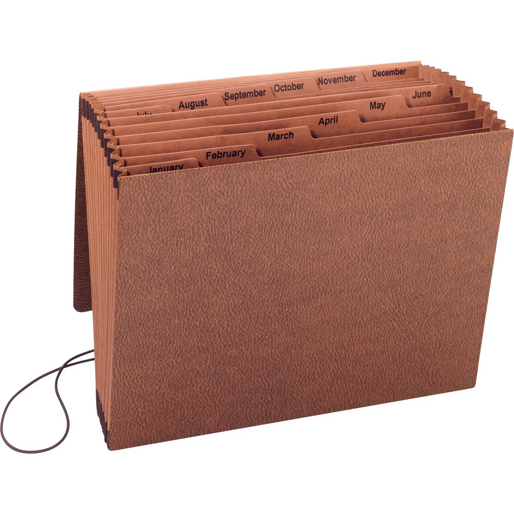 Business Source Letter Recycled Expanding File - 8 1/2" x 11" - 12 Pocket(s) - Brown - 30% Recycled - 1 Each. Picture 2