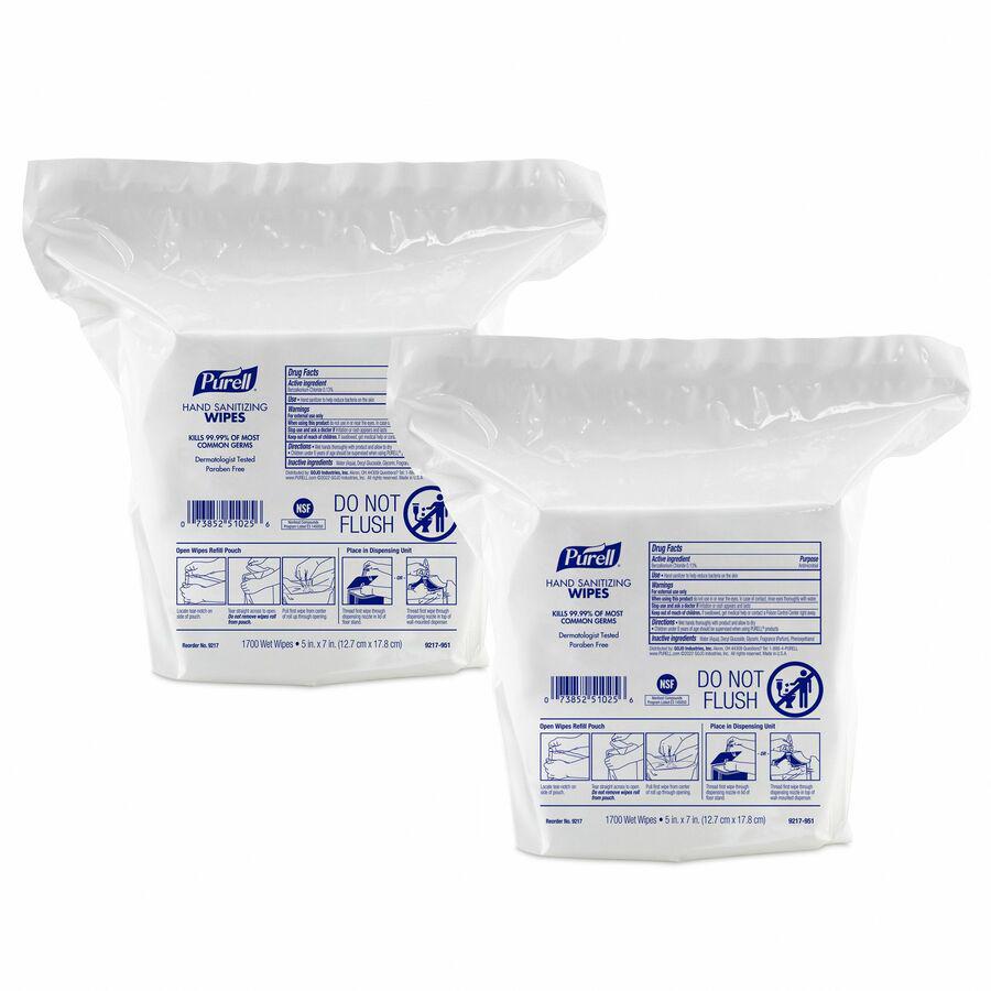 PURELL&reg; Hand Sanitizing Wipes Dispenser Refill - White - 1700 Per Pack - 2 / Carton. Picture 3