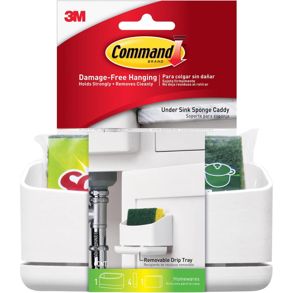 Command Under Sink Sponge Caddy - 9.4" Height x 12" Width x 7.8" Depth - White - 1 / Pack. Picture 3