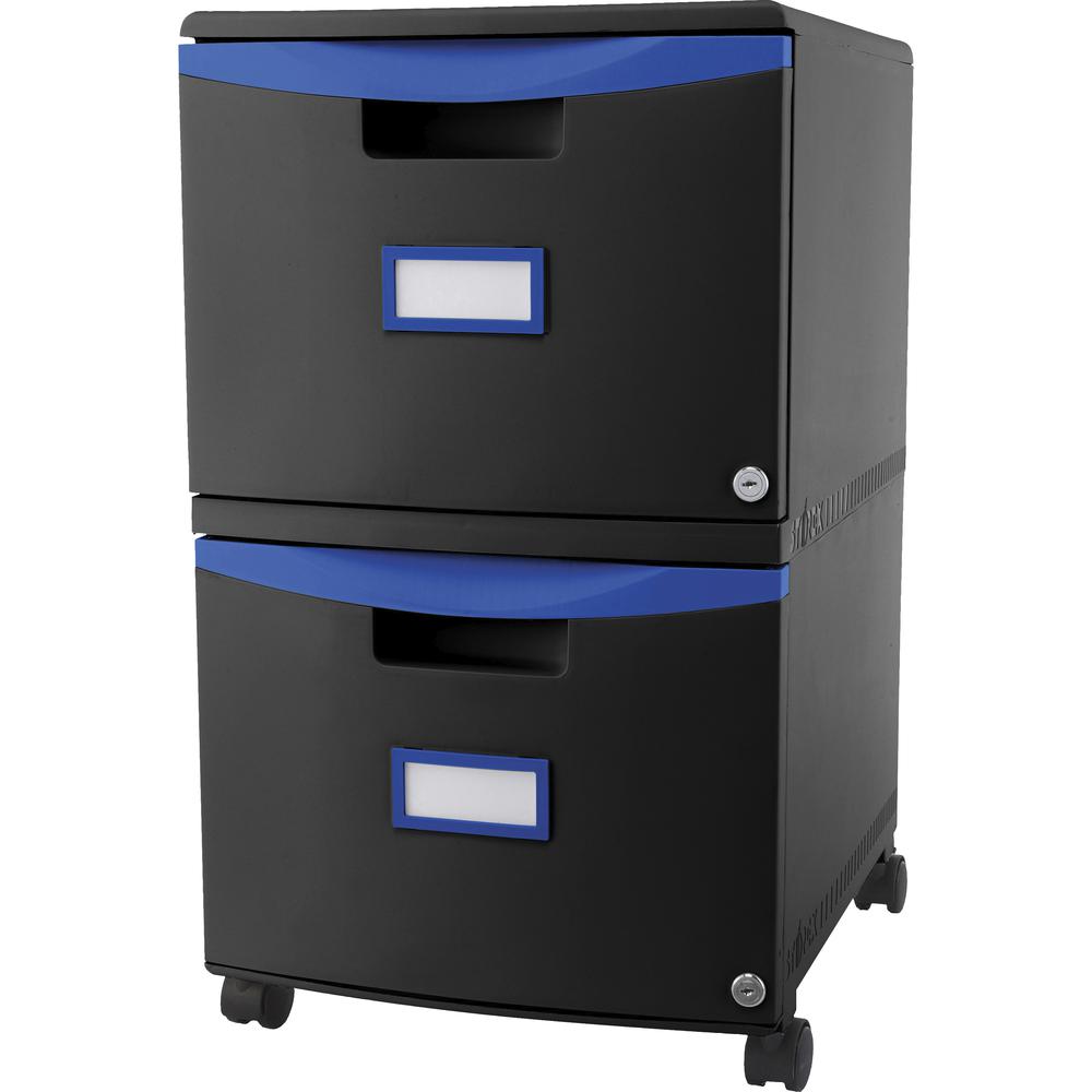 Storex 2-drawer Mobile File Cabinet - 18.3" x 14.8" x 26" - 2 x Drawer(s) for File, Document - Locking Drawer, Label Holder, Scratch Resistant, Dent Resistant, Rust Resistant, Moisture Resistant, Dura. Picture 4