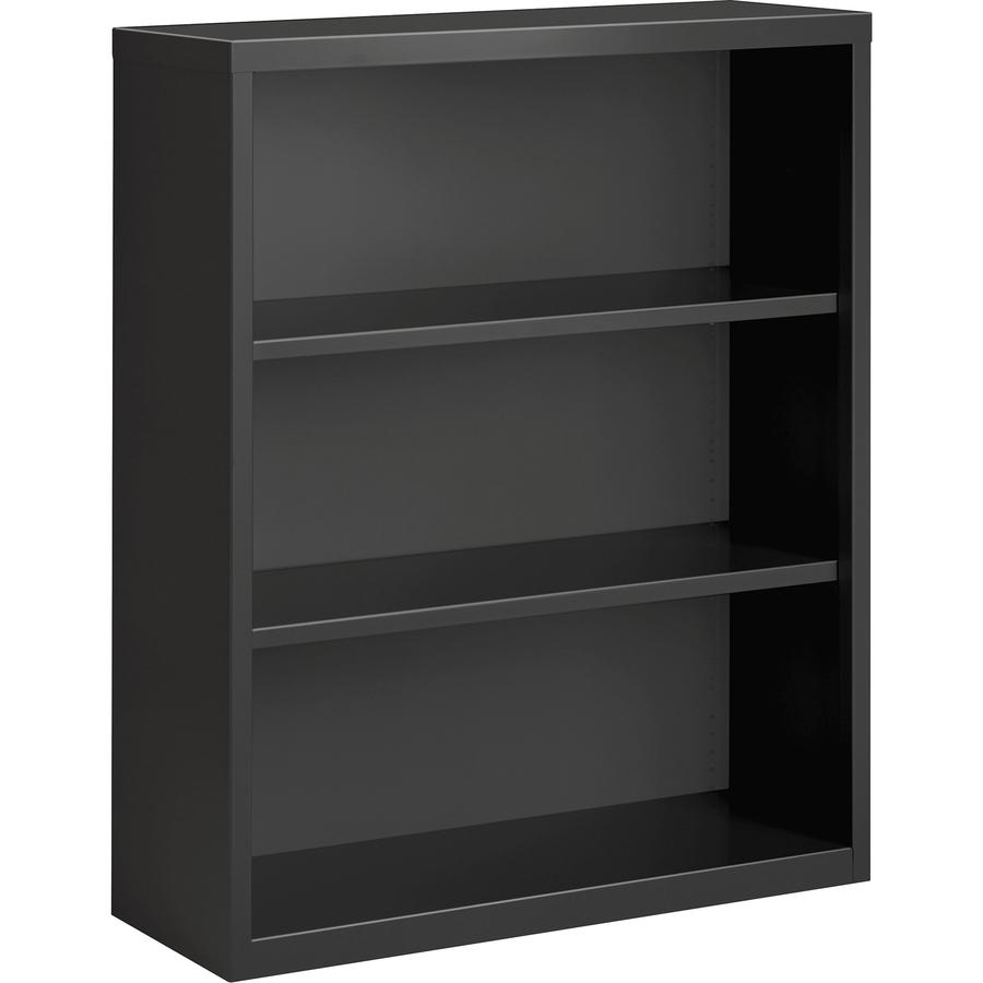Lorell Fortress Series Bookcase - 34.5" x 13"42" - 3 Shelve(s) - Material: Steel - Finish: Charcoal, Powder Coated - Adjustable Shelf, Welded, Durable. Picture 7