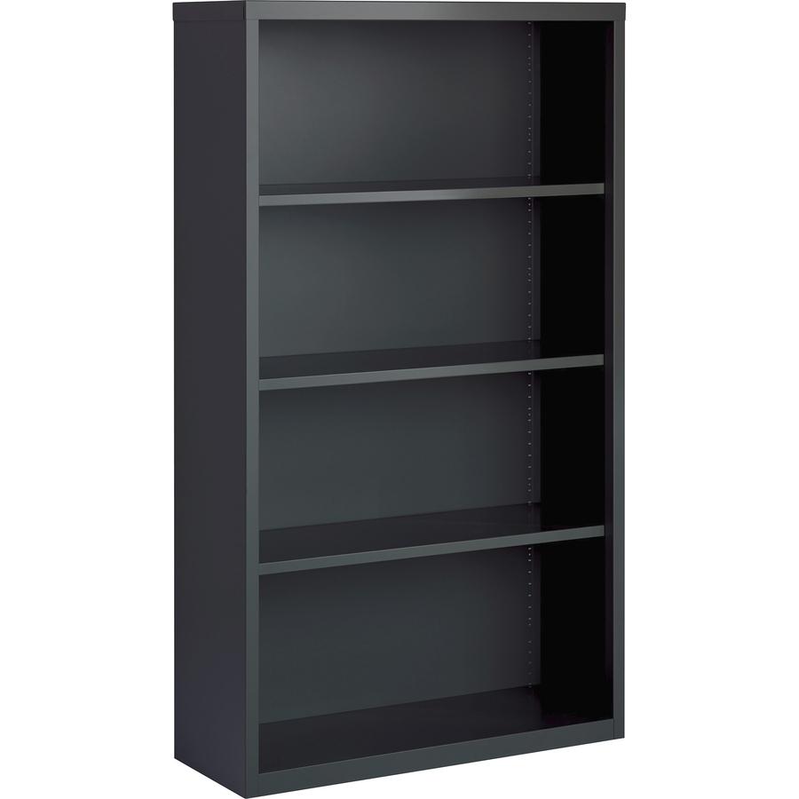 Lorell Fortress Series Bookcase - 34.5" x 13"60" - 4 Shelve(s) - Material: Steel - Finish: Charcoal, Powder Coated - Adjustable Shelf, Welded, Durable. Picture 7