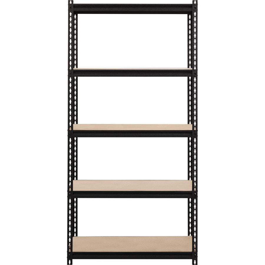Lorell 2,300 lb Capacity Riveted Steel Shelving - 5 Shelf(ves) - 72" Height x 36" Width x 18" Depth - 30% Recycled - Black - Steel, Particleboard - 1 Each. Picture 8