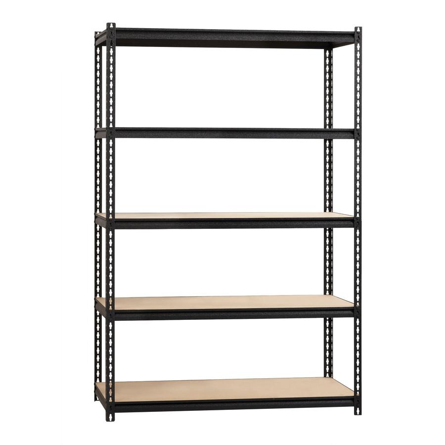 Lorell Iron Horse 2300 lb Capacity Riveted Shelving - 5 Shelf(ves) - 72" Height x 48" Width x 24" Depth - 30% Recycled - Black - Steel, Particleboard - 1 Each. Picture 8