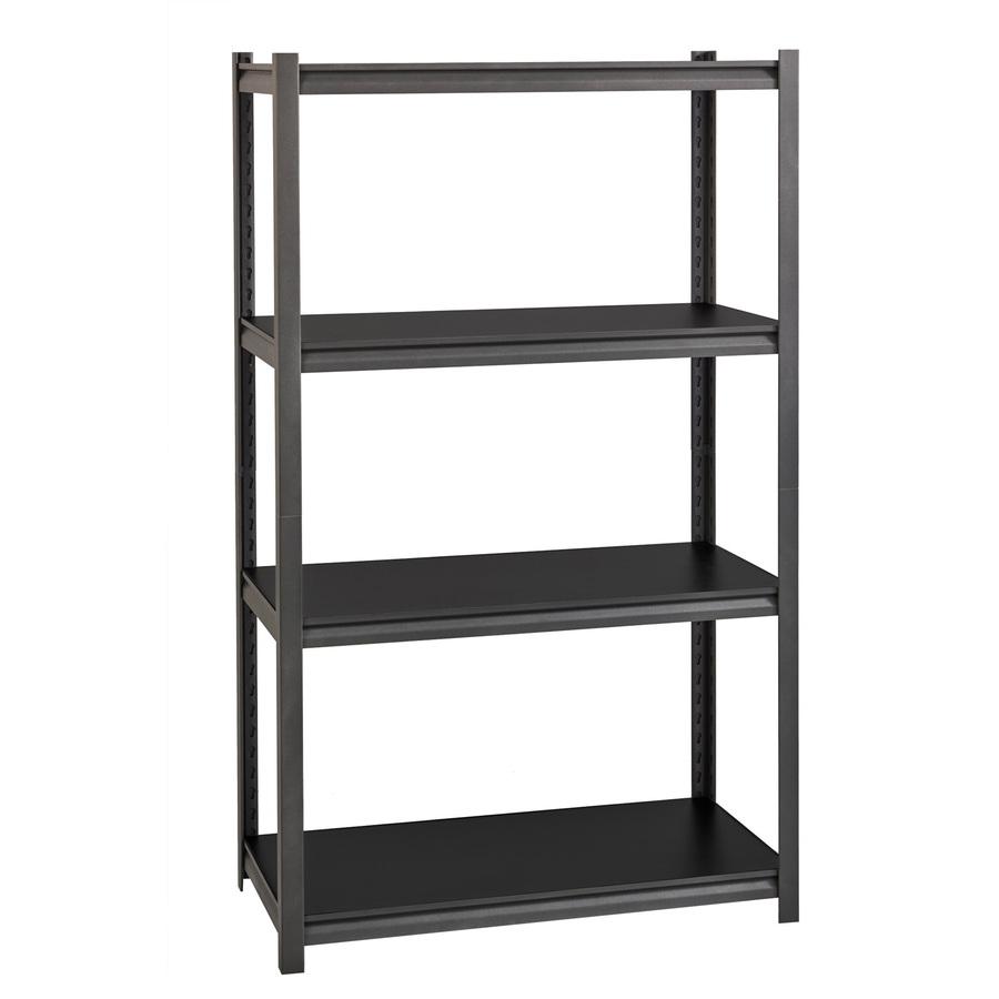 Lorell Iron Horse 3200 lb Capacity Riveted Shelving - 4 Shelf(ves) - 60" Height x 36" Width x 18" Depth - 30% Recycled - Black - Steel, Laminate - 1 Each. Picture 10