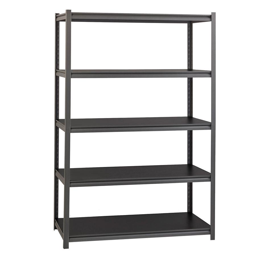 Lorell Iron Horse 3200 lb Capacity Riveted Shelving - 5 Shelf(ves) - 72" Height x 48" Width x 18" Depth - 30% Recycled - Black - Steel, Laminate - 1 Each. Picture 5