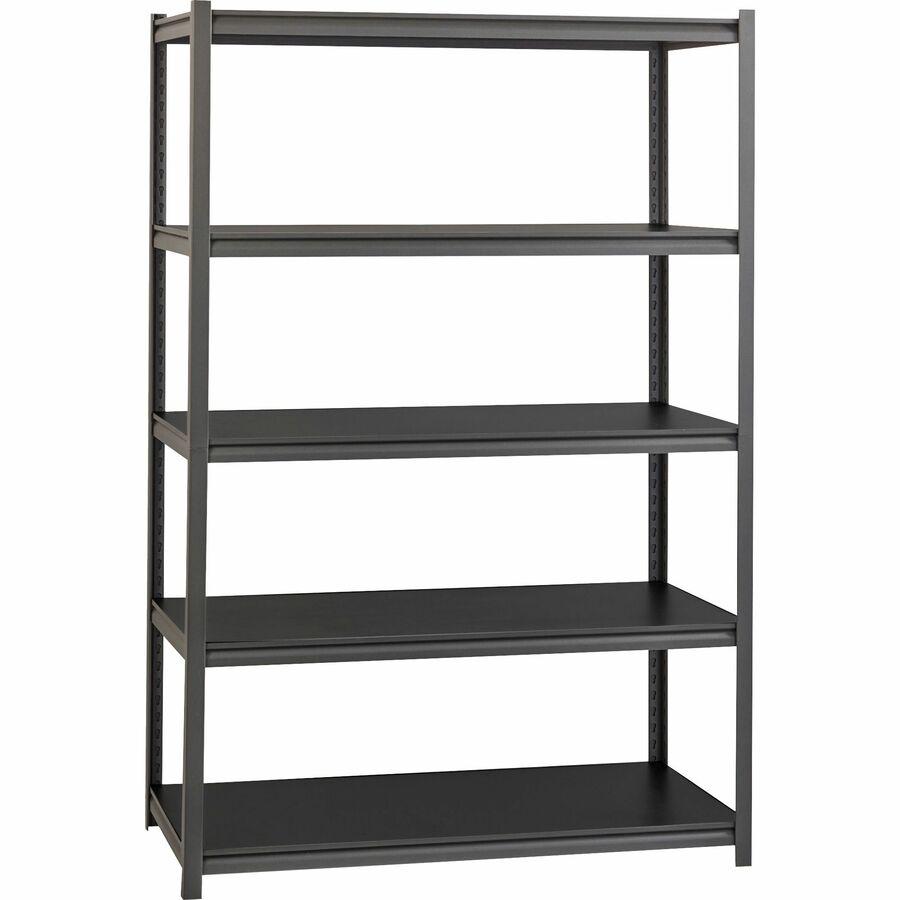 Lorell Iron Horse 3200 lb Capacity Riveted Shelving - 5 Shelf(ves) - 72" Height x 48" Width x 24" Depth - 30% Recycled - Black - Steel, Laminate - 1 Each. Picture 11
