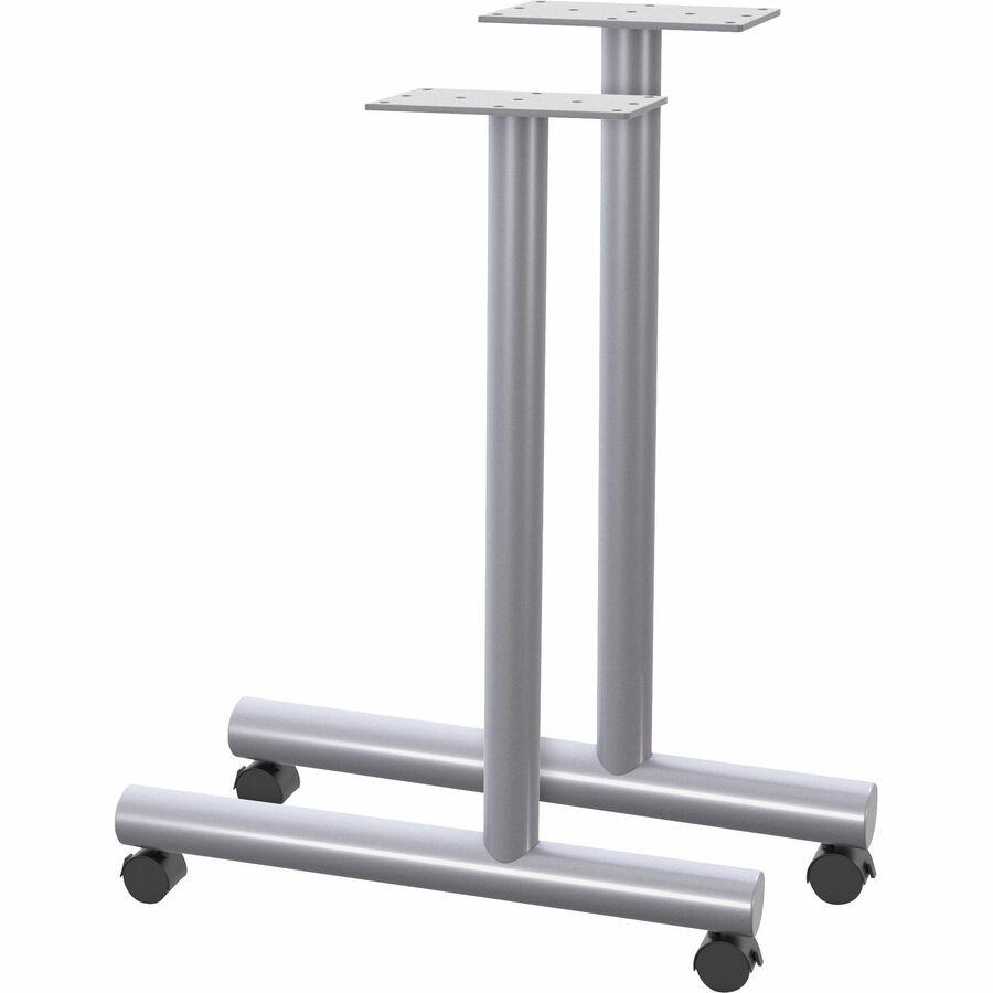 Lorell Training Table C-Leg Table Base with 2" Casters - Metallic Silver C-leg Base - 27" Height x 1.50" Width x 22" Depth - 1 / Set. Picture 2