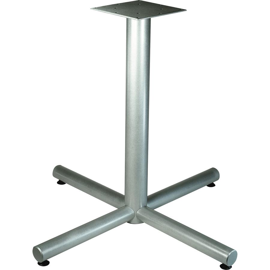 Lorell Hospitality Cafe-Height Table X-Leg Base - Metallic Silver X-shaped Base - 30" Height x 36" Width x 36" Depth - Assembly Required - 1 Each. Picture 4