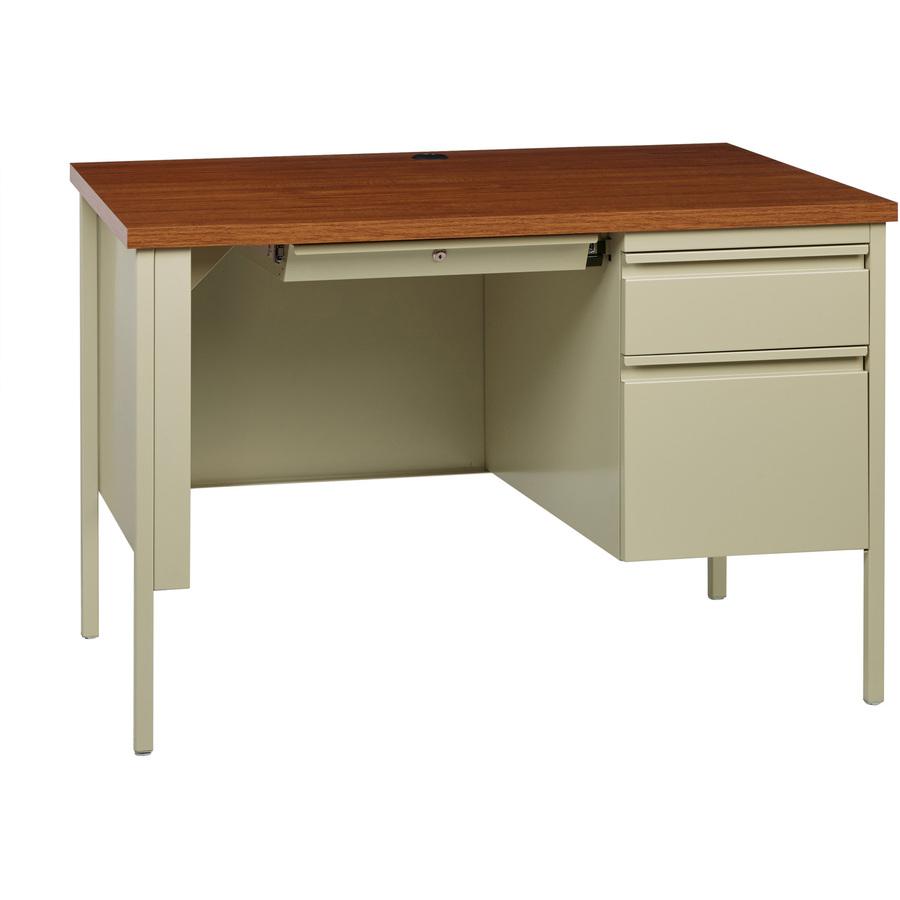 Lorell Fortress Series 45-1/2" Right Single-Pedestal Desk - 45.5" x 24"29.5" , 1.1" Table Top - Box, File Drawer(s) - Single Pedestal on Right Side - Square Edge. Picture 9