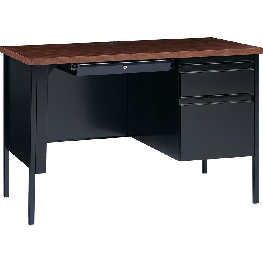 Lorell Fortress Series 45-1/2" Right Single-Pedestal Desk - 45.5" x 24"29.5" , 1.1" Top - Box, File Drawer(s) - Single Pedestal on Right Side - Square Edge. Picture 11