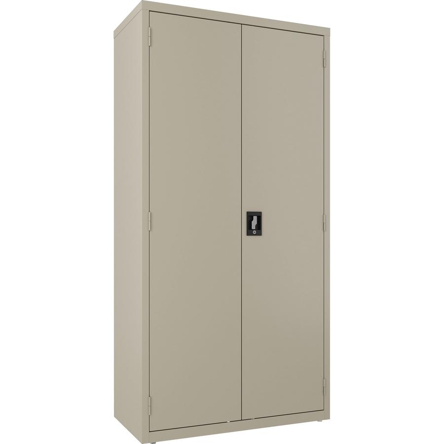 Lorell Fortress Series Wardrobe Cabinet - 18" x 36" x 72" - 2 x Door(s) - Locking Door - Putty - Steel - Recycled. Picture 4