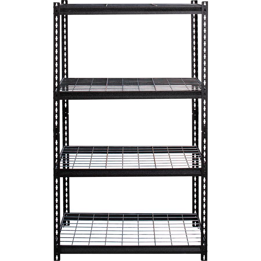 Lorell Wire Deck Shelving - 4 Shelf(ves) - 60" Height x 36" Width x 18" Depth - 30% Recycled - Black - Steel - 1 Each. Picture 9