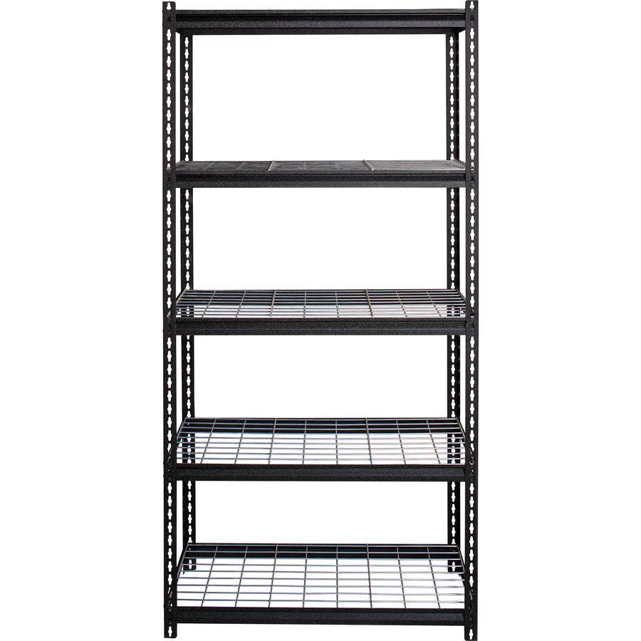 Lorell Wire Deck Shelving - 5 Shelf(ves) - 72" Height x 36" Width x 18" Depth - 28% Recycled - Black - Steel - 1 Each. Picture 9