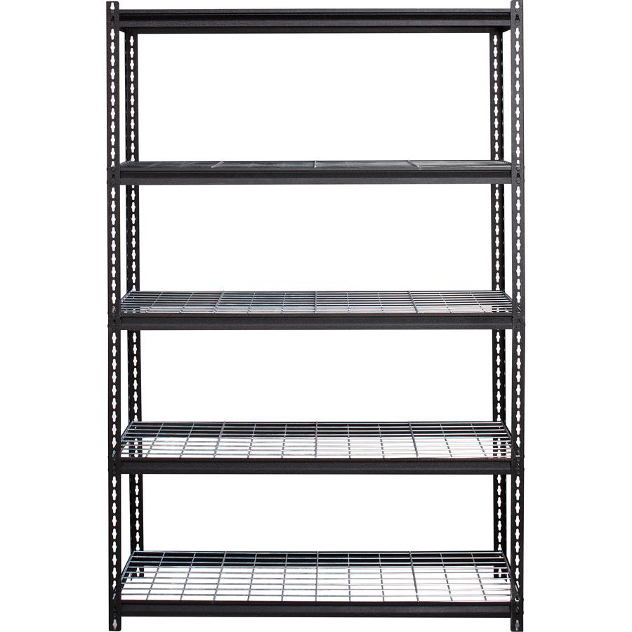 Lorell Wire Deck Shelving - 5 Shelf(ves) - 72" Height x 48" Width x 18" Depth - 28% Recycled - Black - Steel - 1 Each. Picture 9