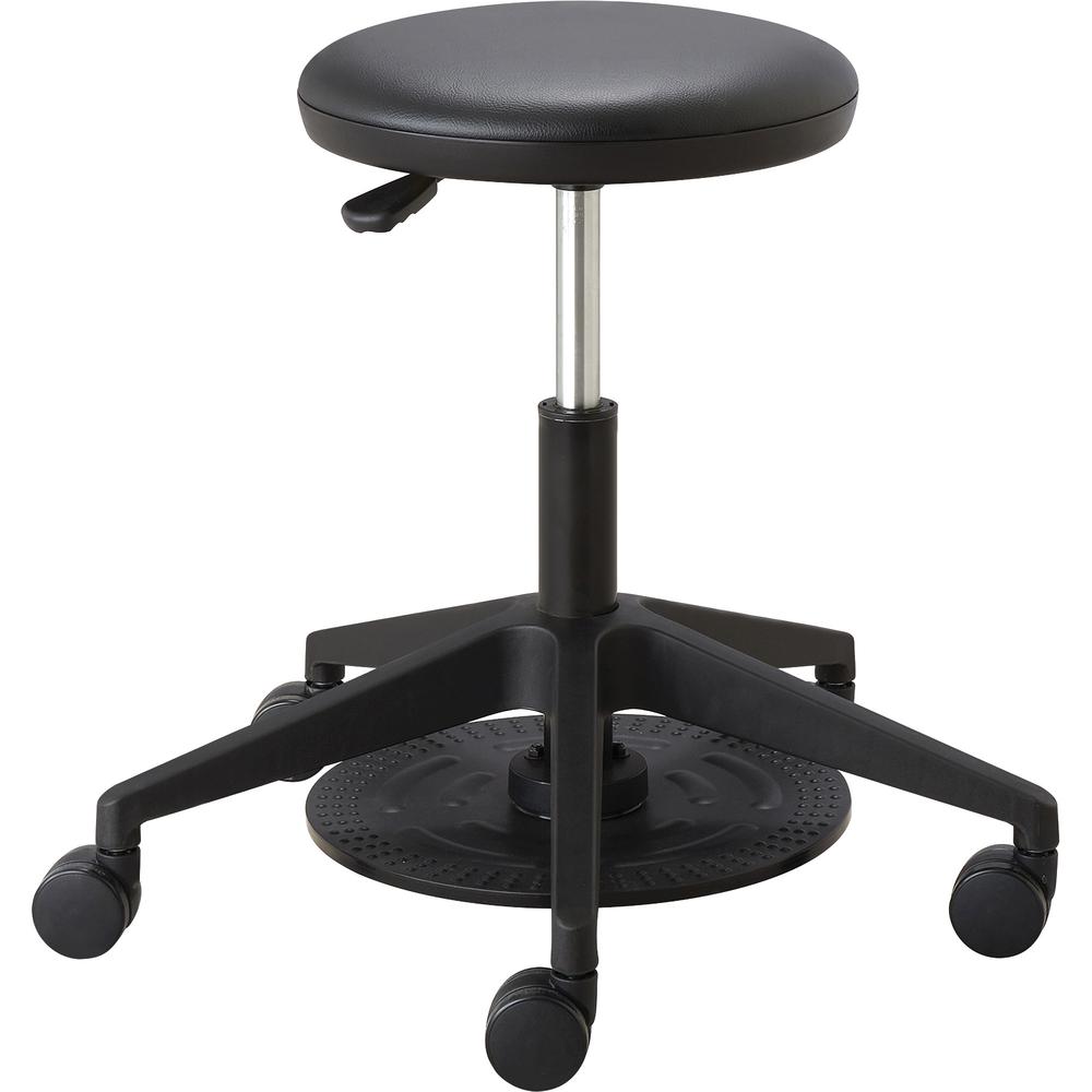 Safco Lab Stool with Foot Pedal - Vinyl Seat - Black, Chrome - 1 Each. Picture 5