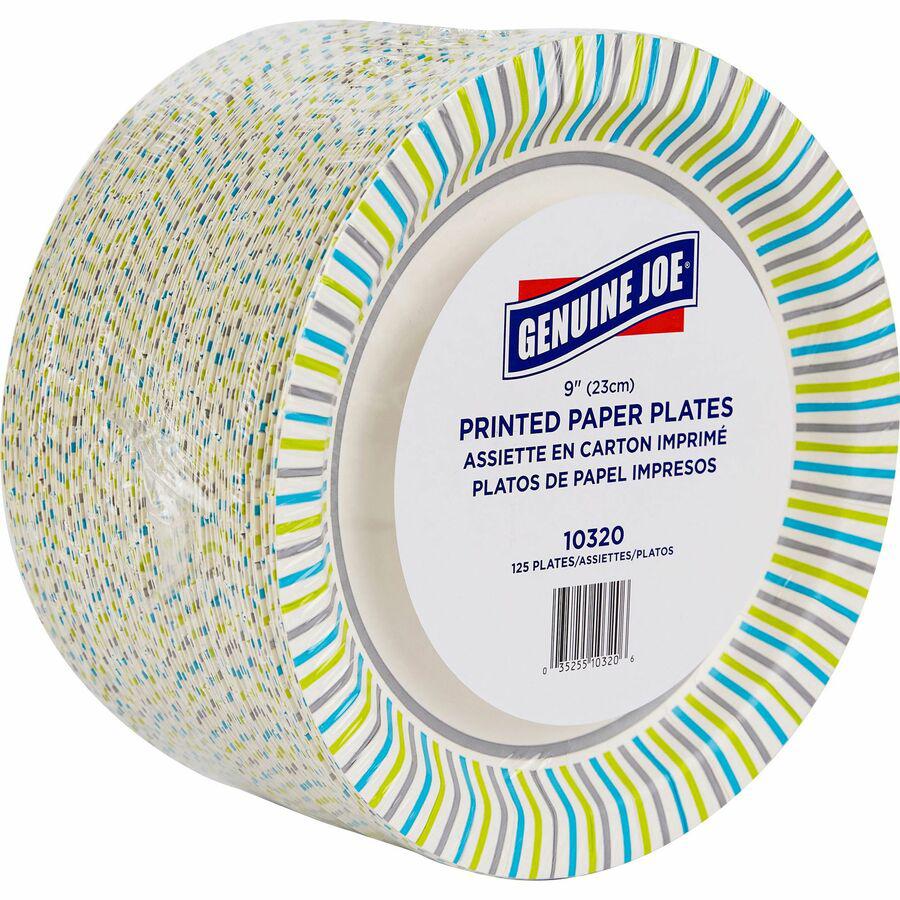 Genuine Joe Printed Paper Plates - Disposable - Assorted - 125 / Pack. Picture 8