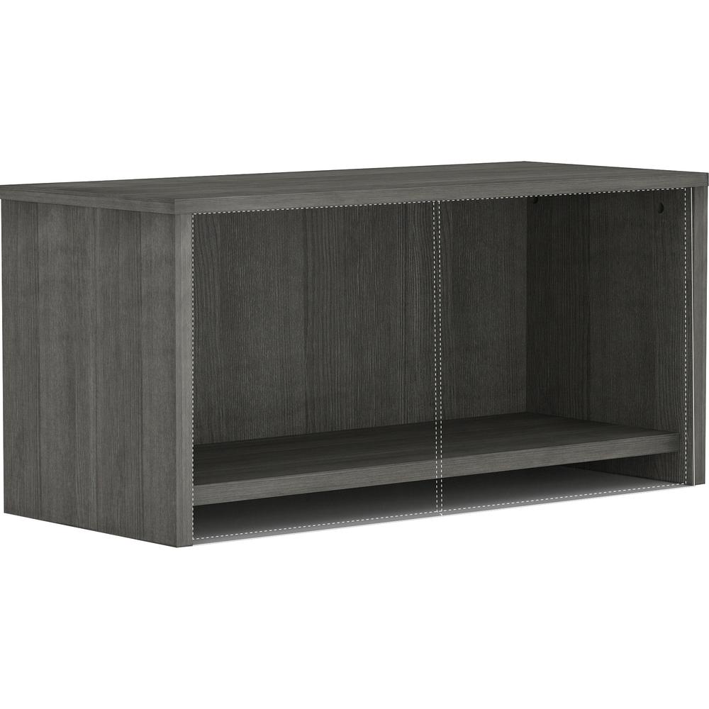 Lorell Weathered Charcoal Wall Mount Hutch - 30" x 17"15" , 1" Side Panel, 0.6" Back Panel, 1" Bottom Panel, 0.7" Top - Band Edge - Finish: Weathered Charcoal. Picture 3