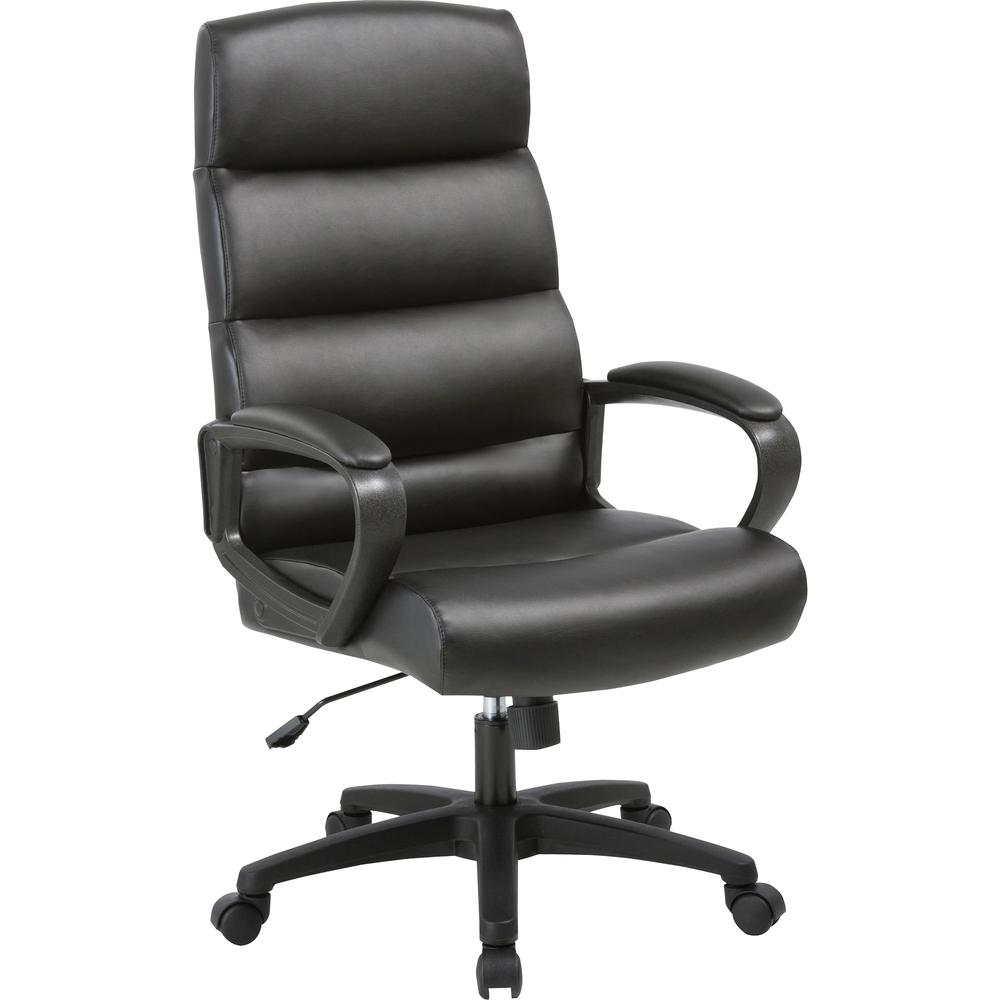Lorell Soho High-back Leather Executive Chair - Black Bonded Leather Seat - Black Bonded Leather Back - 5-star Base - 1 Each. Picture 6