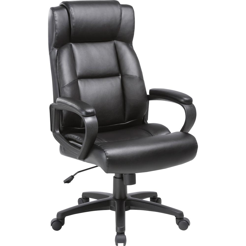 Lorell Soho High-back Leather Executive Chair - Black Bonded Leather Seat - Black Bonded Leather Back - 5-star Base - 18.39" Seat Width - 28.5" Length x 29" Width x 28" Depth x 46" Height - 1 Each. Picture 6
