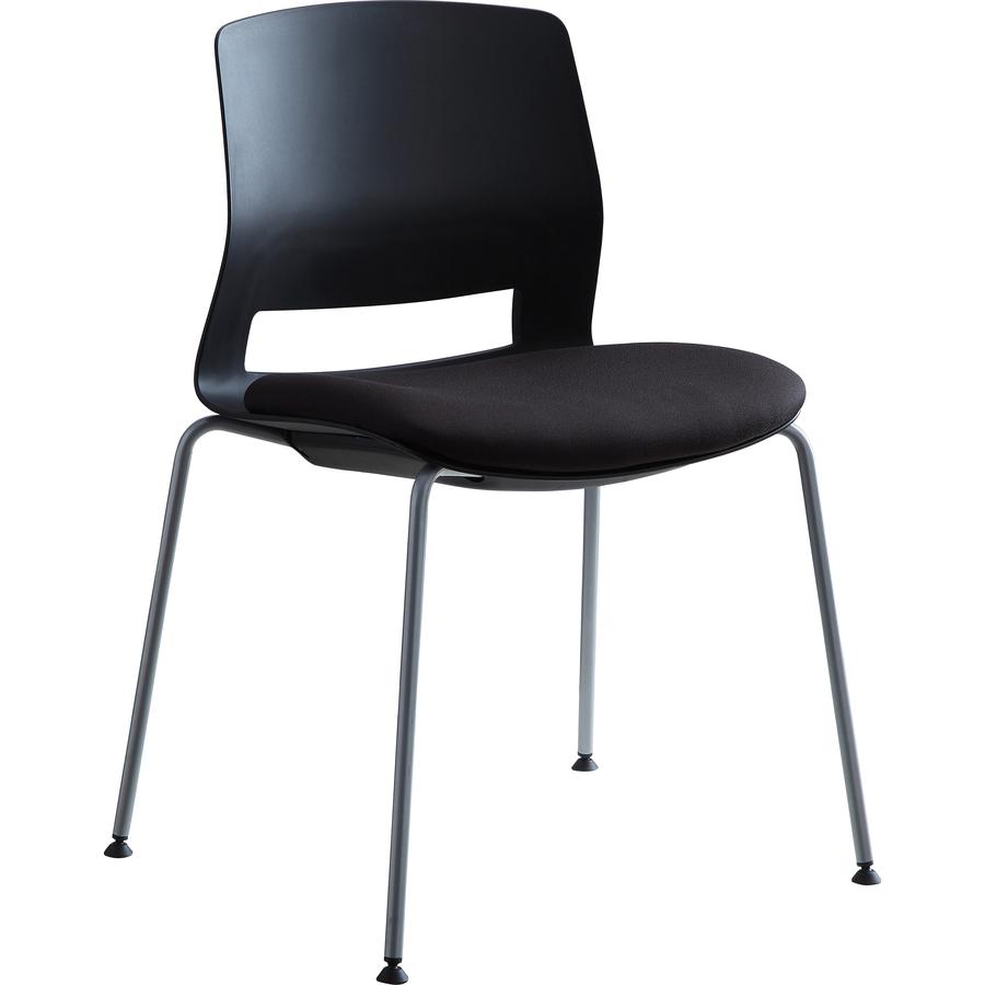 Lorell Arctic Series Stack Chairs - Black Foam, Fabric Seat - Black Back - Four-legged Base - 2 / Carton. Picture 10