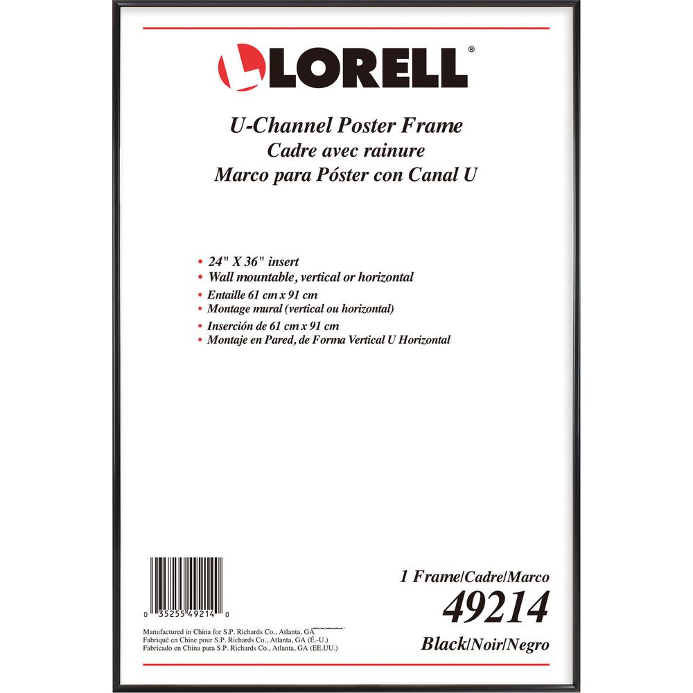 Lorell Poster Frame - 24" x 36" Frame Size - Rectangle - Horizontal, Vertical - 1 Each - Black. Picture 2