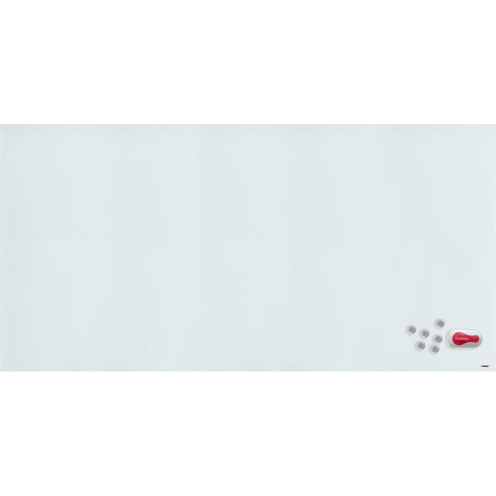 Lorell Magnetic Colored Glass Board - 96" (8 ft) Width x 48" (4 ft) Height - White Glass Surface - Rectangle - 1 Each. Picture 2