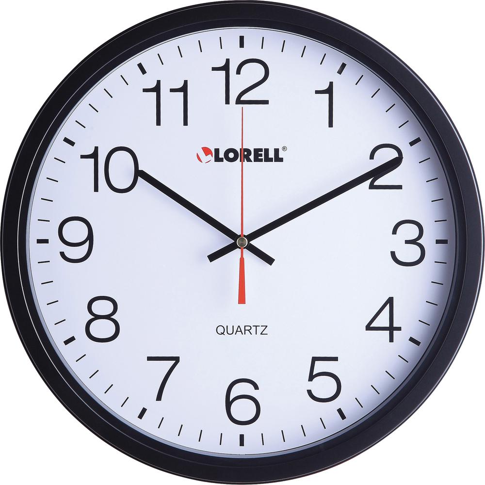 Lorell 12-1/2" Slimline Wall Clock - Analog - Quartz - Black - Modern Style. Picture 7
