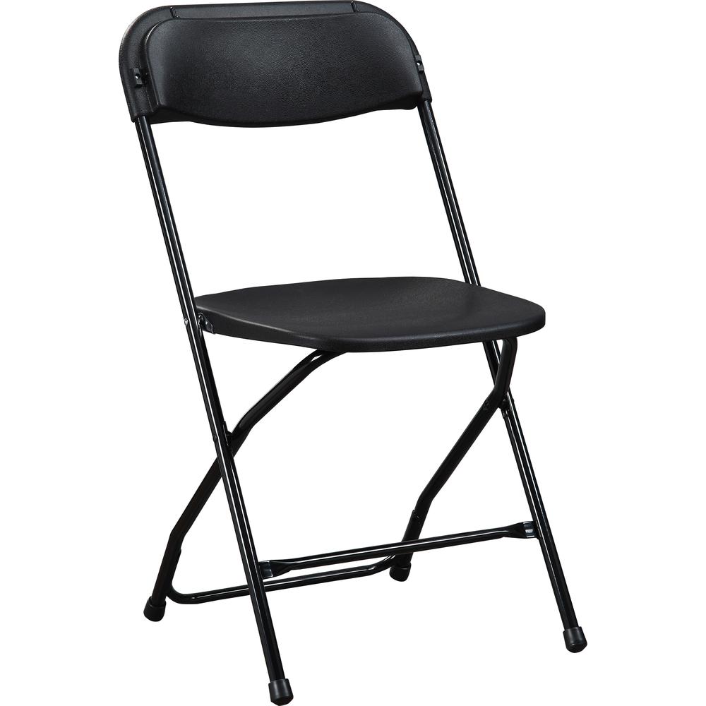 Lorell Plastic Folding Chair - X-Style Base - Black - Plastic - 4 / Carton. Picture 4