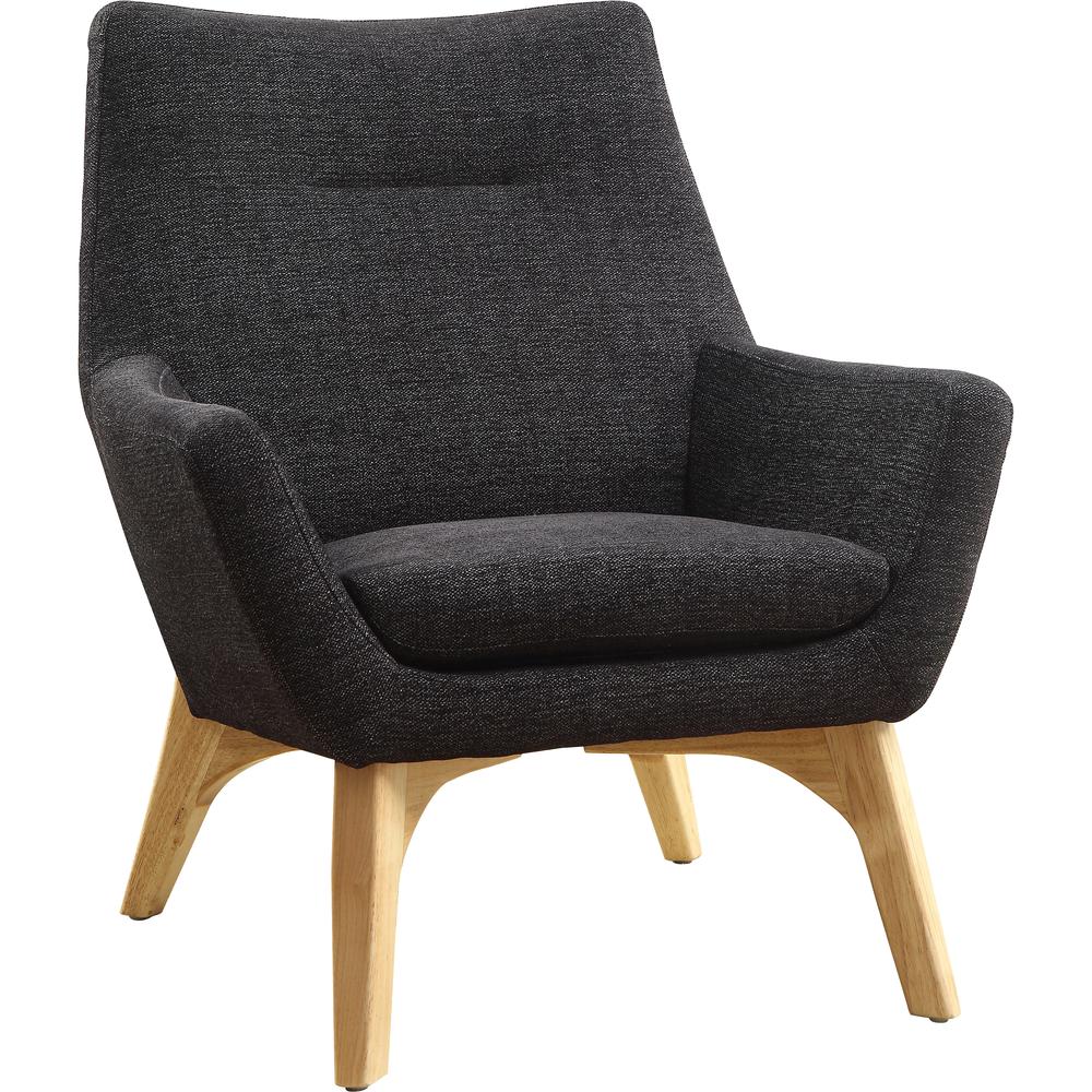 Lorell Quintessence Collection Upholstered Chair - Black Seat - Black Back - Low Back - Four-legged Base - 1 Each. Picture 2