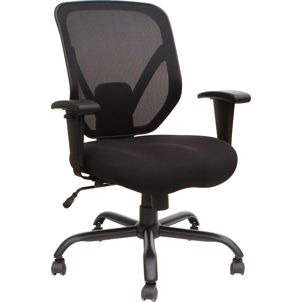 Lorell Soho Big & Tall Mesh Back Chair - Black Fabric Seat - Black Back - 5-star Base - 1 Each. Picture 3