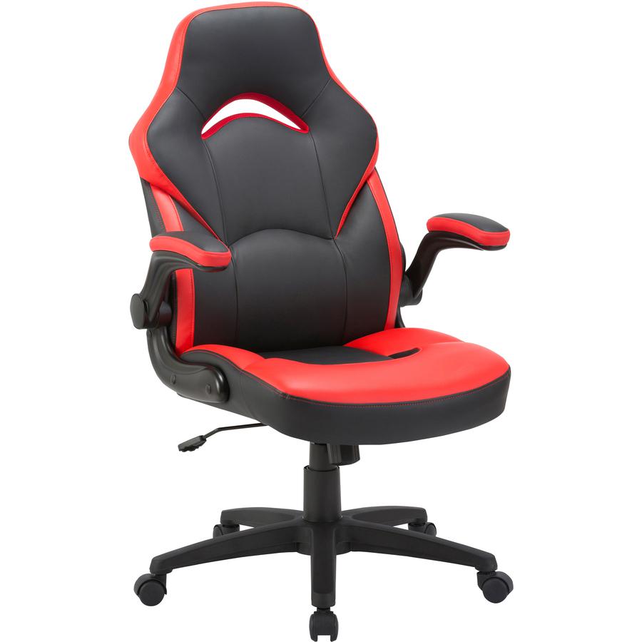 Red Leather Racing Car Style Bucket Seat Folding Arm Gaming Chair 