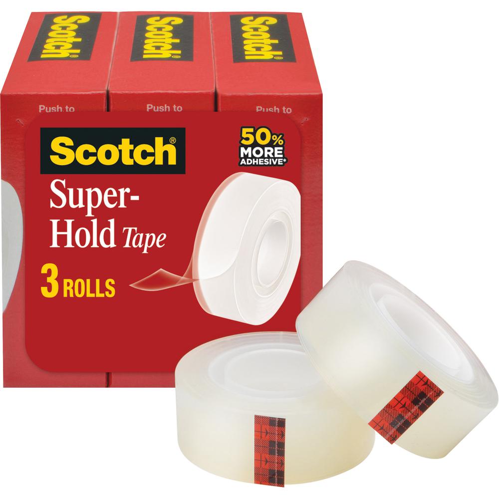 Scotch Super-Hold Tape - 27.78 yd Length x 0.75" Width - 3 / Pack - Clear. Picture 2