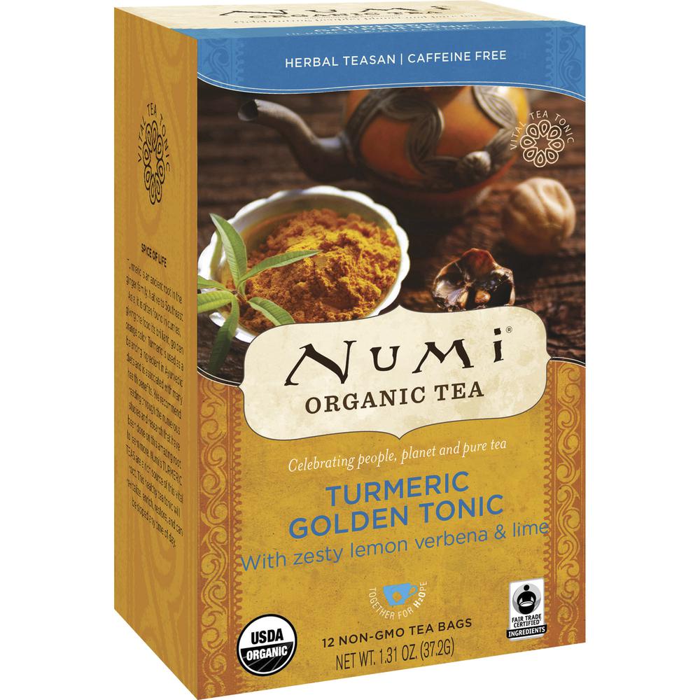 Numi Organic Turmeric Golden Tonic Herbal Tea Bag - 1.3 oz - 12 / Box. Picture 2