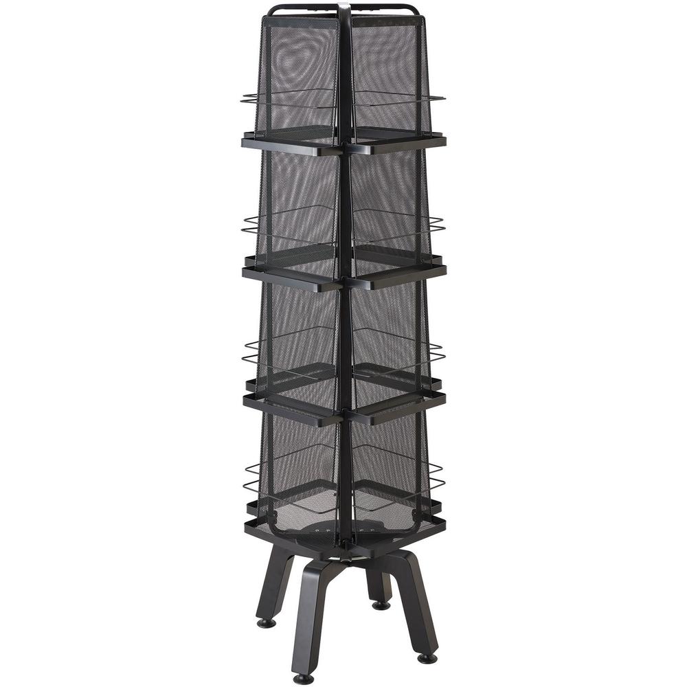 Safco Onyx Mesh Rotating Magazine Stand - 16 Pocket(s) - 58.6" Height x 18.3" Width x 18.3" DepthFloor - 28% Recycled - Black - Steel, Polyvinyl Chloride (PVC) - 1 Each. Picture 2