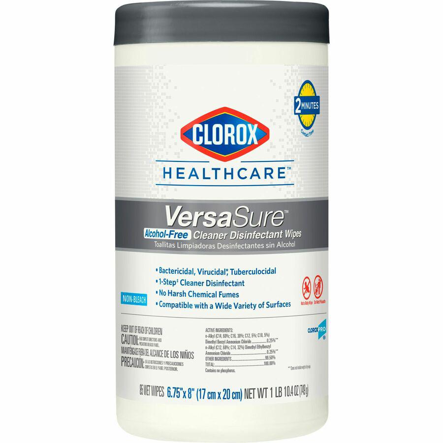 Clorox Healthcare VersaSure Cleaner Disinfectant Wipes - 8" Length x 6.75" Width - 85 / Canister - 1 Each - Disinfectant, Durable, Alcohol-free, Chemical-free, Fragrance-free, Fume-free, Bleach-free, . Picture 15