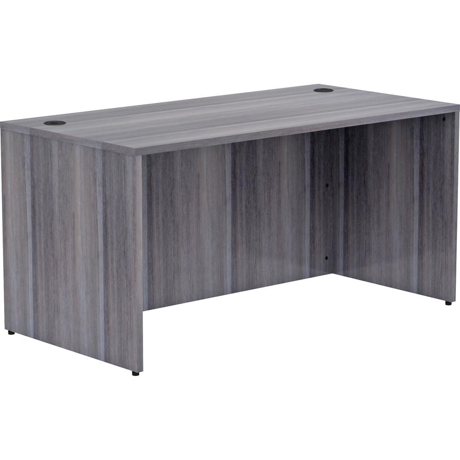 Lorell Weathered Charcoal Laminate Desking Desk Shell - 60" x 30" x 29.5" , 1" Top - Material: Polyvinyl Chloride (PVC) Edge - Finish: Laminate Top, Weathered Charcoal Top. Picture 7