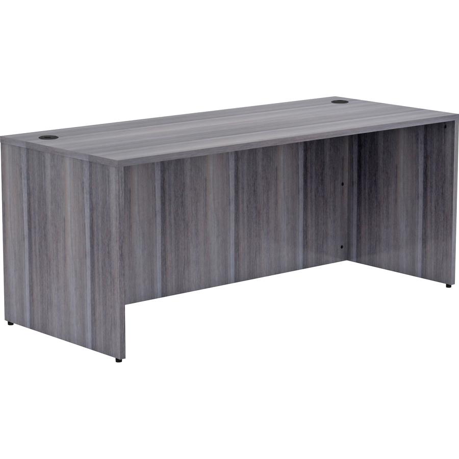 Lorell Weathered Charcoal Laminate Desking Desk Shell - 72" x 30" x 29.5" , 1" Top - Material: Polyvinyl Chloride (PVC) Edge - Finish: Laminate Top, Weathered Charcoal Top. Picture 3