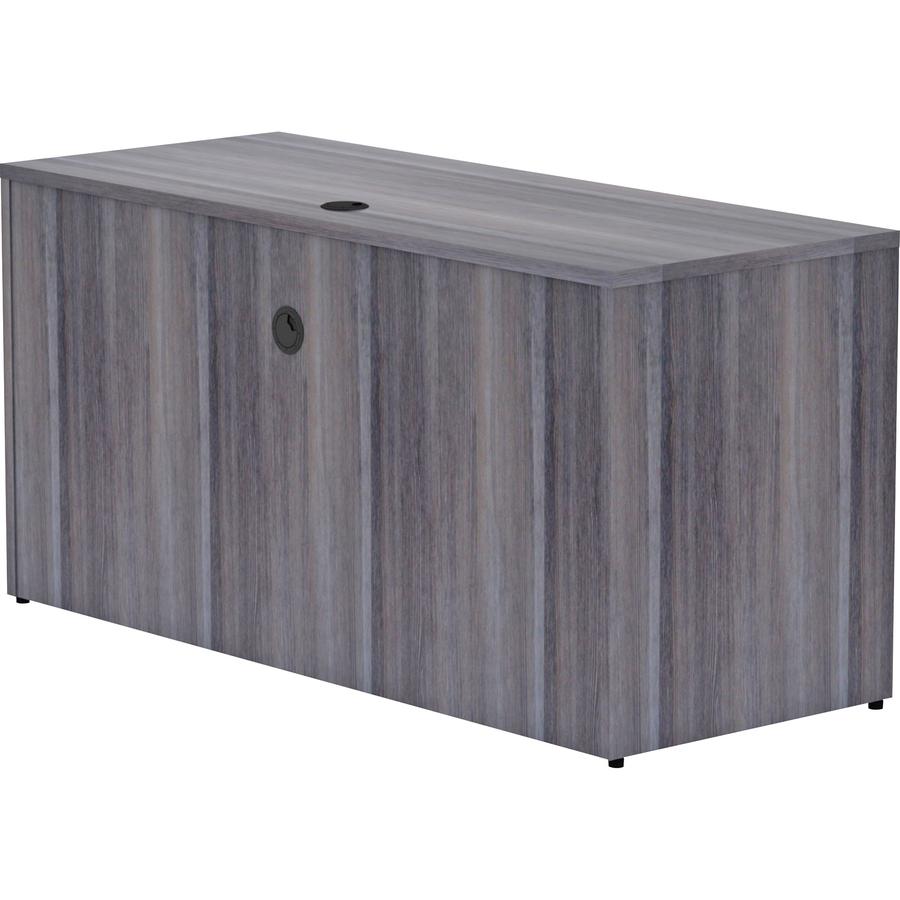 Lorell Essentials Series Credenza Shell - 60" x 24"29.5" , 1" Top - Laminate, Weathered Charcoal Table Top - Modesty Panel. Picture 10